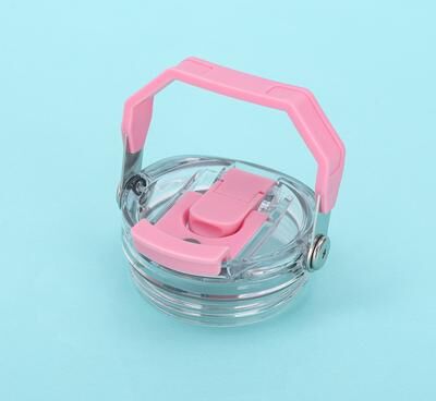 Multicon Wholesale Hub Leak Proof Sealed Double Drinking Cap Of Cup, Transparent Hand Held Insulated Portable Handle Cover pink