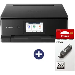Canon PIXMA TS8750 Tintenstrahl-Multifunktionsdrucker + zusätzliche Canon Original PGI-530 PGBK Druckerpatrone GRATIS