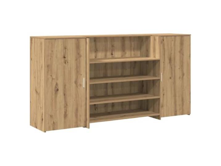 GKHPYURE Reception Theke Eiche Handwerk 200 x 50 x 103,5 cm Spanplatte Integrierte Theke, Schließfach, Seitenteile, Spanplatten, Wandbefestigung inklusive, Montage erforderlich, Büros,