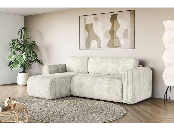 Ecksofa, Polyester, Weiß, 250×166 cm, Recamiere Beidseitig Montierbar, Modern, Inosign