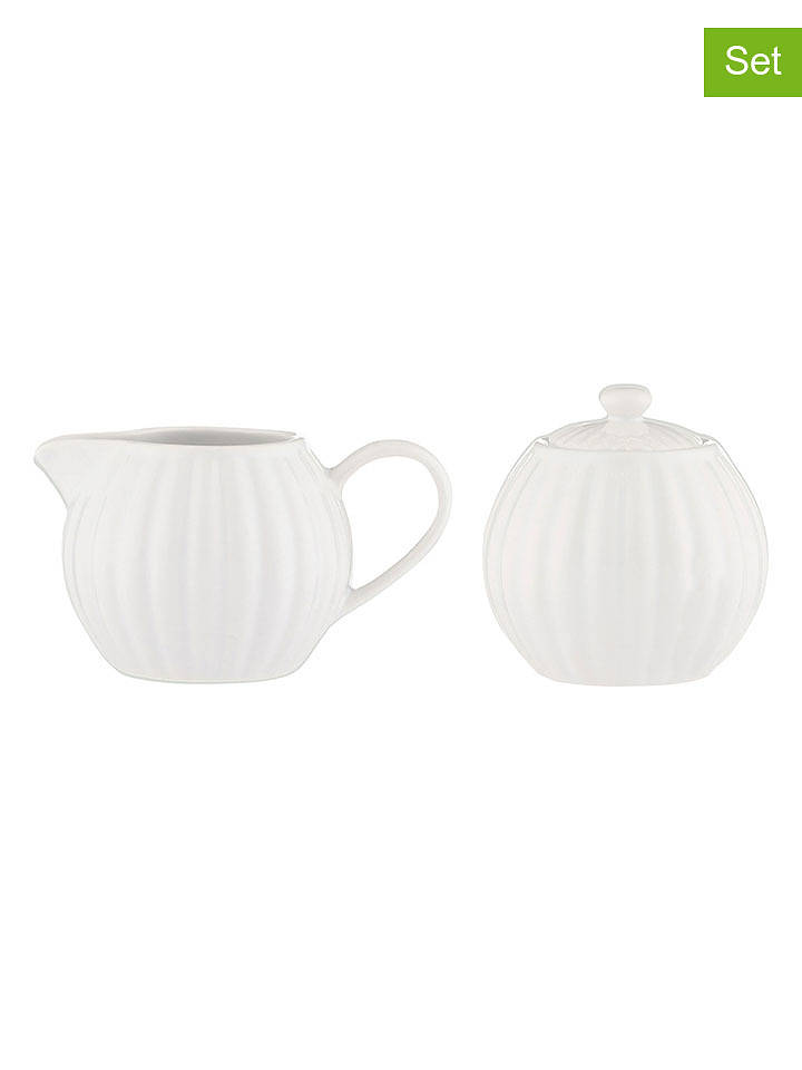 Price&Kensington 2tlg. Set: Zuckerdose mit Milchkännchen "Luxe" in Weiß - (H)21 cm - onesize