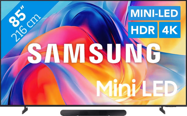 Samsung Mini-LED 85 inch M73H (2026) Smart TV met Samsung HW-S60D Soundbar Zwart (2024)