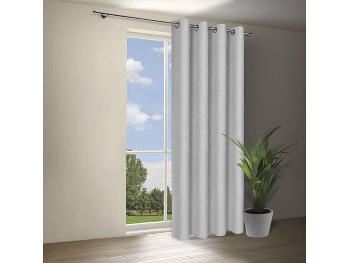 Vorhang GERSTER Eliana Gr. 1, grau (hellgrau), B:140cm H:245cm, Wirkware, Polyester, Gardinen, Vorhang, Blickdichter Ösenschal Eliana