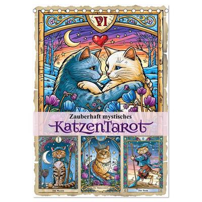 Zauberhaft mystisches Katzentarot (Tischkalender 2027 DIN A5 hoch), CALVENDO Monatskalender