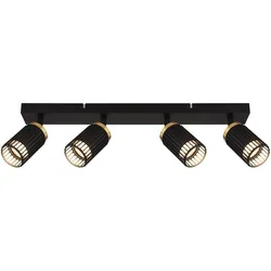 Deckenlampe Deckenleuchte Spotlampe verstellbar Wohnzimmerlampe schwarz gold, 4x GU10, LxBxH 53x12,5x15,5 cm