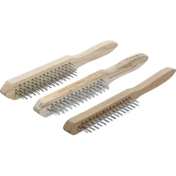 BGS DIY 85815 Satz Drahtbürsten mit Holzstiel 2-, 3-, 4-reihig 3 teilig