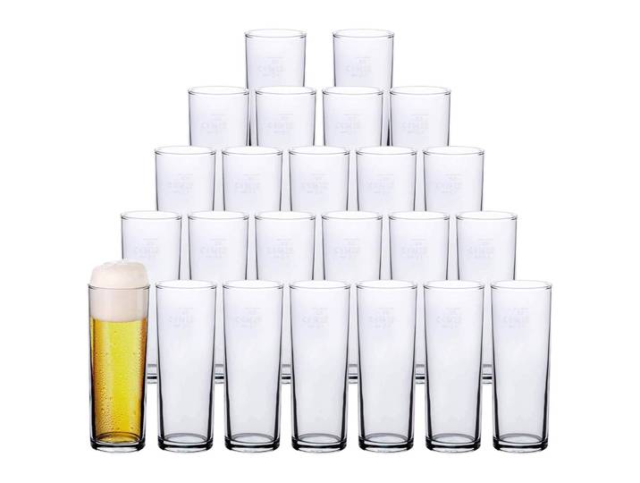 Bierglas VAN WELL Kölschgläser geeicht 0,2 l 24er Set transparent , bunt (transparent), 24 tlg., Glas, Trinkgefäße, Bierglas