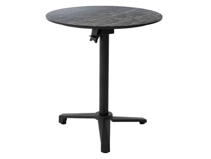 DRW Beistelltisch für den Außenbereich, klappbar, Aluminium, auf HPL, Schwarz, 74 x 70 x 70 cm