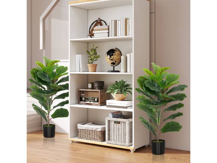 HOMCOM Lot 2 Plantes Artificielles 80cm Figuier avec Pot Vert