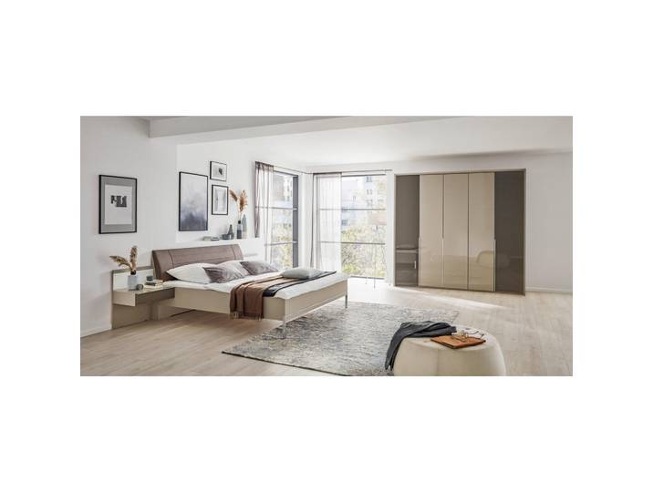Musterring Schlafzimmer San Diego, Grau, Schlamm, Glas, 180x200 cm, gepolstertes Kopfteil,Typenauswahl, Schlafzimmer, Schlafzimmer Komplett