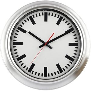 Eurotime Wanduhr 56451-07 outdoor, Metall, analog, Funkuhr, Ø 46 cm, silber, wasserdicht