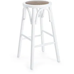 Barhocker Circle aus Ulmenholz, klassischer Landhausstil, Rattansitz, weiß, für Dein Zuhause
