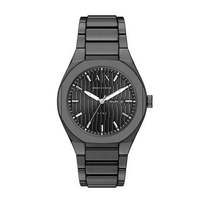 Quarzuhr ARMANI EXCHANGE, schwarz (anthrazit, grau), Armbanduhren, Herren, anthrazit, Quarzuhr, Armbanduhr, Herrenuhr, Edelstahlarmband, analog, Tag