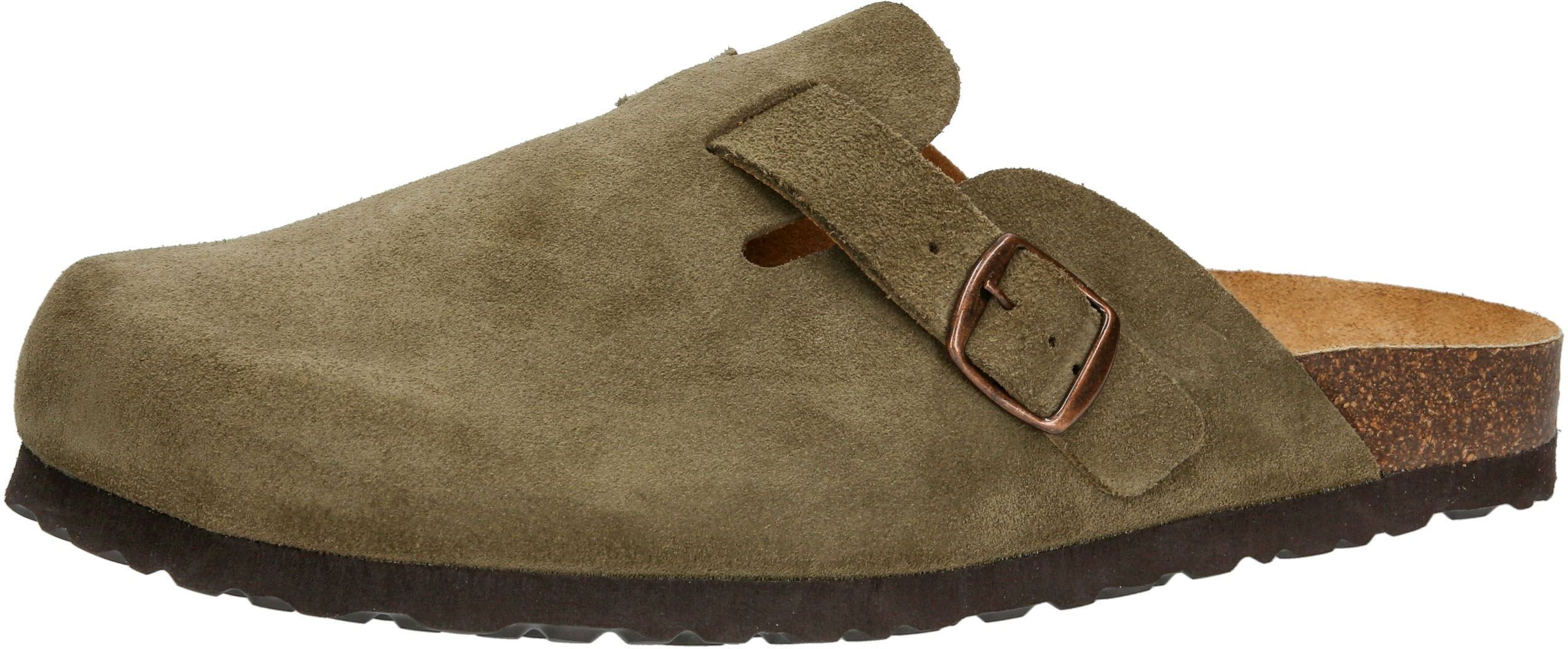 Hausschuh LICO "Clog Pedro", Herren, Gr. 44, grün, Leder, Schuhe Hausschuh grün 44