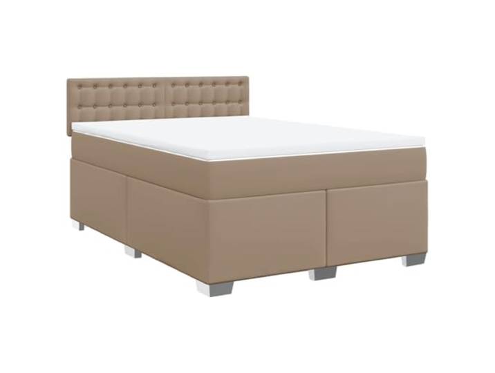 Makastle Boxspringbett Cappuccino-Braun 140x190cm Kunstleder Taschenfederkernmatratze
