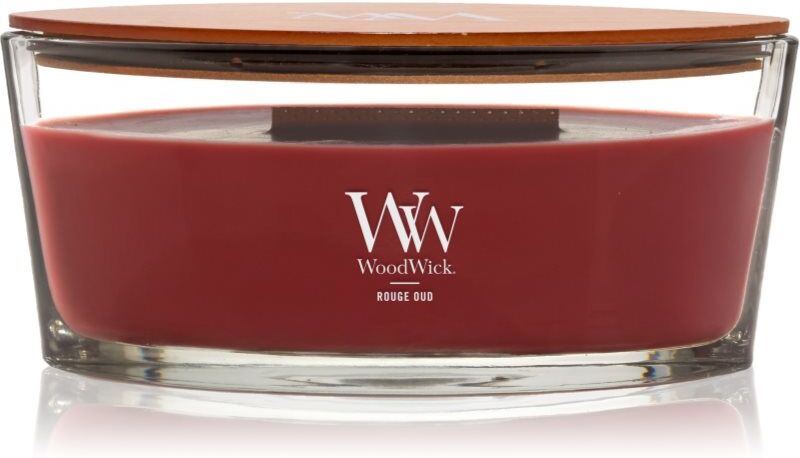 Woodwick Opulent Wood Rouge Oud scented candle with wooden wick 453.6 g