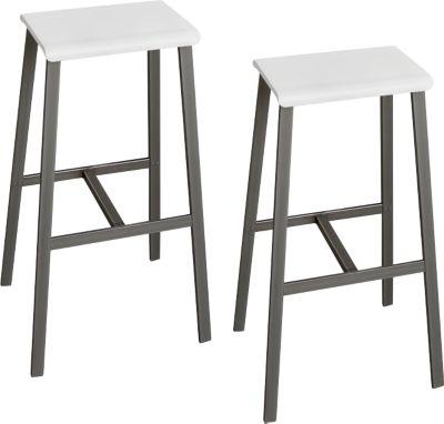 Barhocker Meeting Point, Industriedesign, weiß, Rohstahlbeine, Sitzhöhe 770 mm, 2 Stück