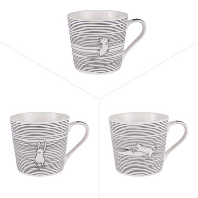 TABLE PASSION Mug Filo cats 40 cl x3 - Weiß Rund Porzellan Tisch Passion