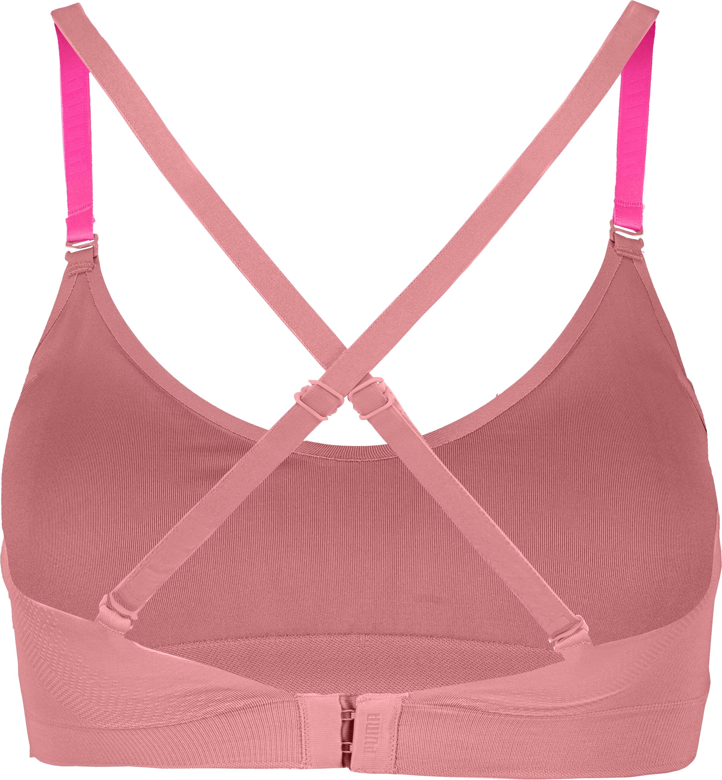 Sport-Bustier PUMA "PUMA WOMEN 3D KNIT SPORT TRIANGLE TOP 1P", Damen, Gr. XL, N-Gr, rosa (dusty pink), Feinstrick, Obermaterial: 89% Polyamid, 11% Elasthan, BHs Sport-Bustier, wendbare und verstellbare Träger für einen personalisierten Look dusty pink XL,