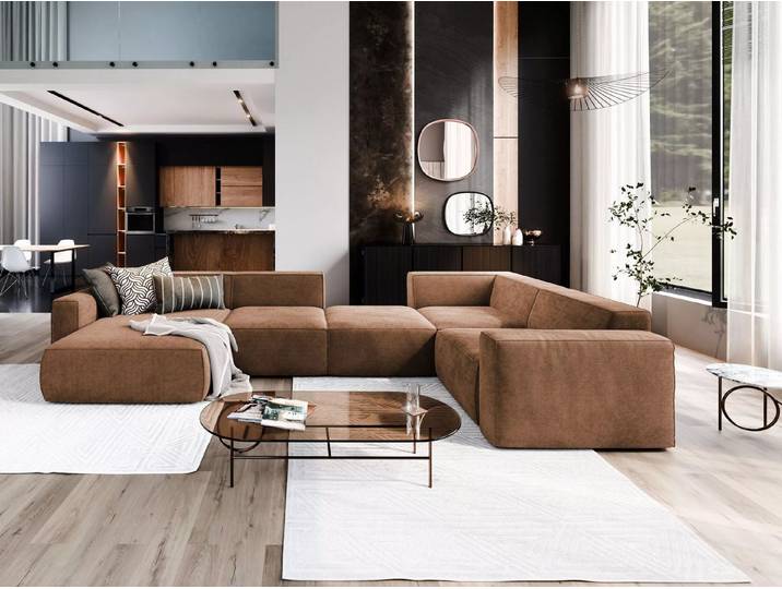 Muffo Ecksofa DREAM SET 6, HR-Schaum + gewellte Feder, Modernes Design, Universelles Layout, modularer Aufbau