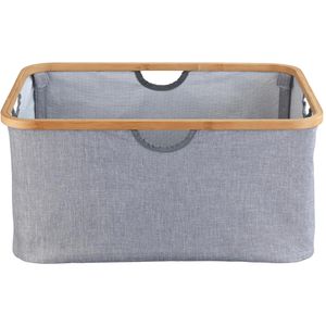 Wenko Wäschekorb Bahari, grau, mit 4 Griffen, aus Bambus, faltbar, 54 x 26 x 36 cm, 50 Liter