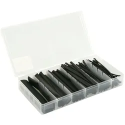 Schrumpfschlauch-Set, 100-teilig in Sortimentsbox, schwarz