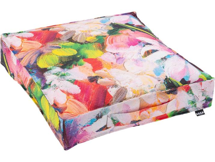 Sitzkissen H.O.C.K. Flower , bunt (bunt, geblümt gemustert), B:50cm H:10cm L:50cm, Polyacryl, Dekokissen_Sitzkissen_Kissenhüllen, Sitzkissen, in sommerlichen Farben