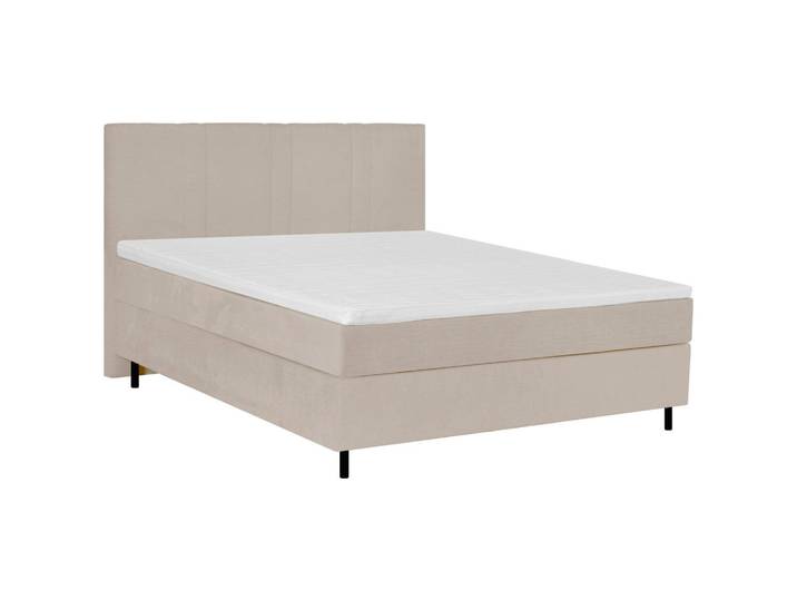 Welnova Boxspringbett, Beige, Metall, H5, 7-Zonen, 160x200 cm, Topper durchgehend, Partnermatratze mit durchgehendem Bezug, Schlafzimmer, Bett, Doppelbetten