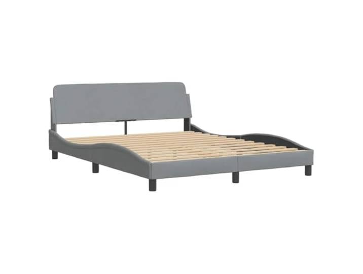 KTHLBRH Bettrock Dover hellgrau 160 x 200 cm Stoff Mit gepolstertem Kopfteil, stabilen Beinen, Latten aus Sperrholz, gewelltes Design