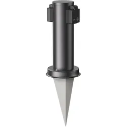 ledscom.de Garten-Steckdosen-Säule PORU mit Erdspieß für außen, 2-Fach, Edelstahl, schwarz, rund, 27cm