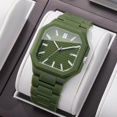 ModernMart Mens Square Dial Quartz Sports Watch With Calendar Durable Casual Wristwatch a