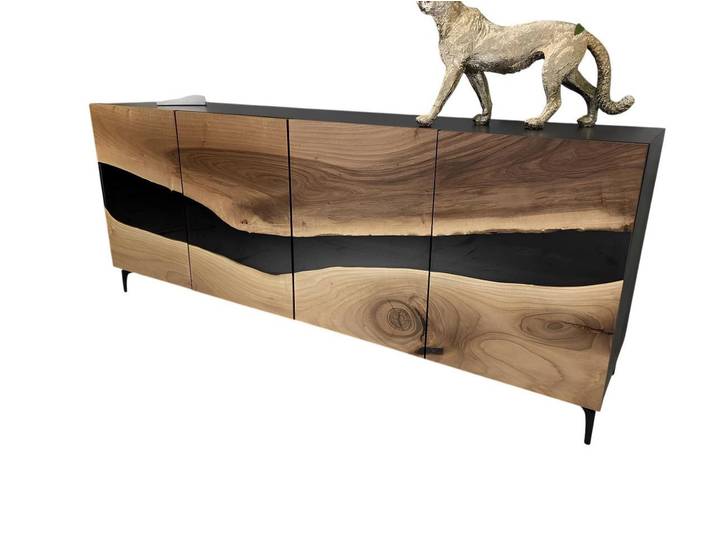 Xlmoebel Sideboard Braunes Holz-Sideboard mit Epoxidharz-Elementen für modernes Wohnen (Sideboard, 1 St., Sideboard), Hergestellt in Europa
