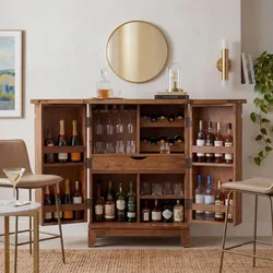 Hausbar Massivholz 65cm Barschrank Weinschrank aufklappbar Bar Möbel Handmade