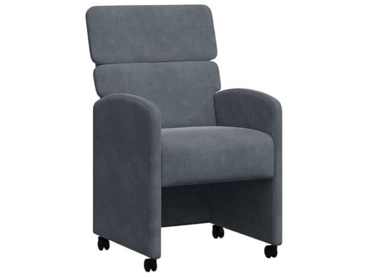 KDVXBCQJH Esszimmerstühle mit Rollen 2er Set Samtsessel Dunkelgrau Ergonomische Samtsessel mit flexiblen Rollen und Armlehnen für Küche, Esszimmer oder Homeoffice im Doppelpack.