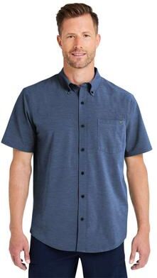 HUK H150154 Athletic Men's Kona Solid Shirt in Naval Academy size Large   Polyester/cotton/spandex blend