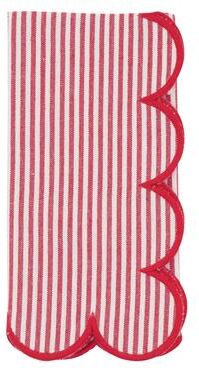 Saro Lifestyle "Striped Pattern Cotton Decorative Napkins (Set of 4) - Finished Edge Detail for Dining and Entertaining, 20""x20"""