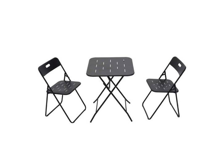 Ensemble table et chaises de jardin - CRESTA - Pliable - Acier noir - 2 chaises + 1 table - Terrasse