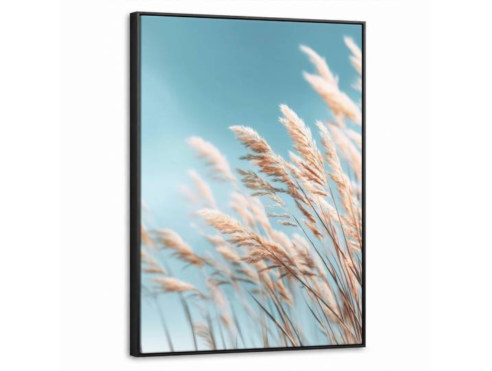 LEINWAND Bilder mit Rahmen - Ziergras - Wind - Hellbraun - 70x100