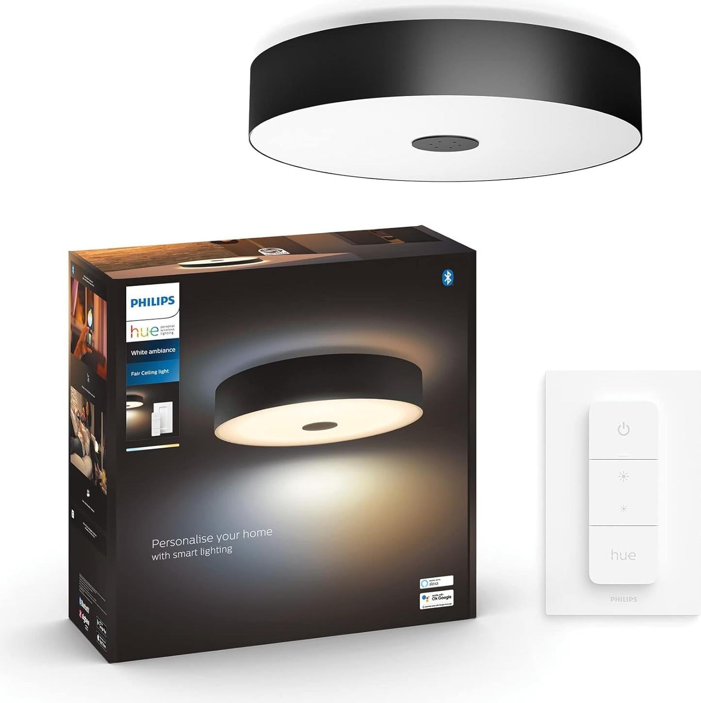 Philips Hue White Ambiance Slimme Inbouwspot, Zwart, LED, Bluetooth/Zigbee, Dimbaar