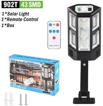 Uplifted Goods Solar Motion Sensor Outdoor LED Wall Light With Remote Control 43 Smd