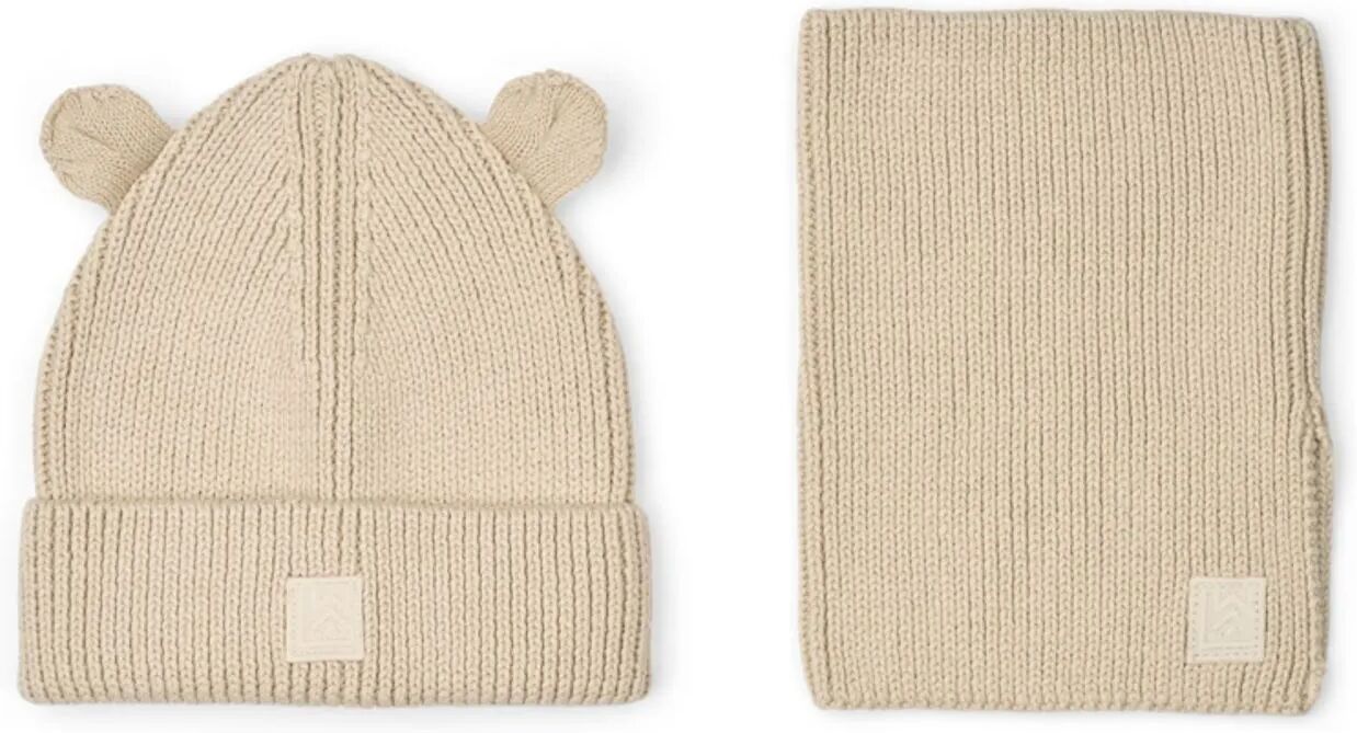 Liewood Ensemble Echarpe et Bonnet Laro Coton Bio Sable 6/9 mois