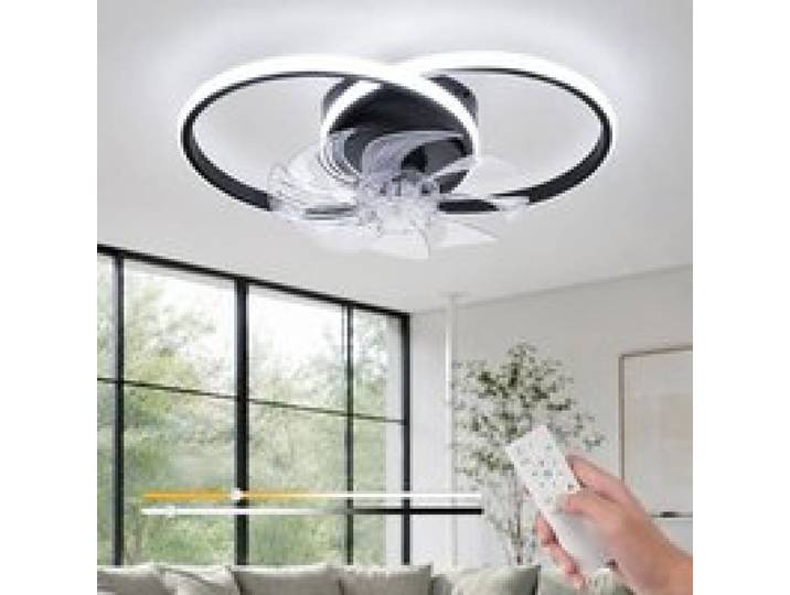 LED Ventilateur Plafond avec Lumiere - 36W Noir Dimmable Lampe de Plafond Moderne Plafonnier 3000K-4000K-6500K Noir