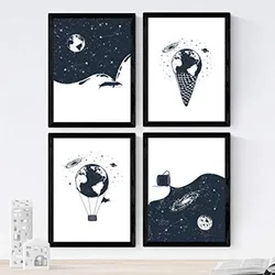 POSTER Set mit 4 Beginn des Erdraums A4 Rahmenlos