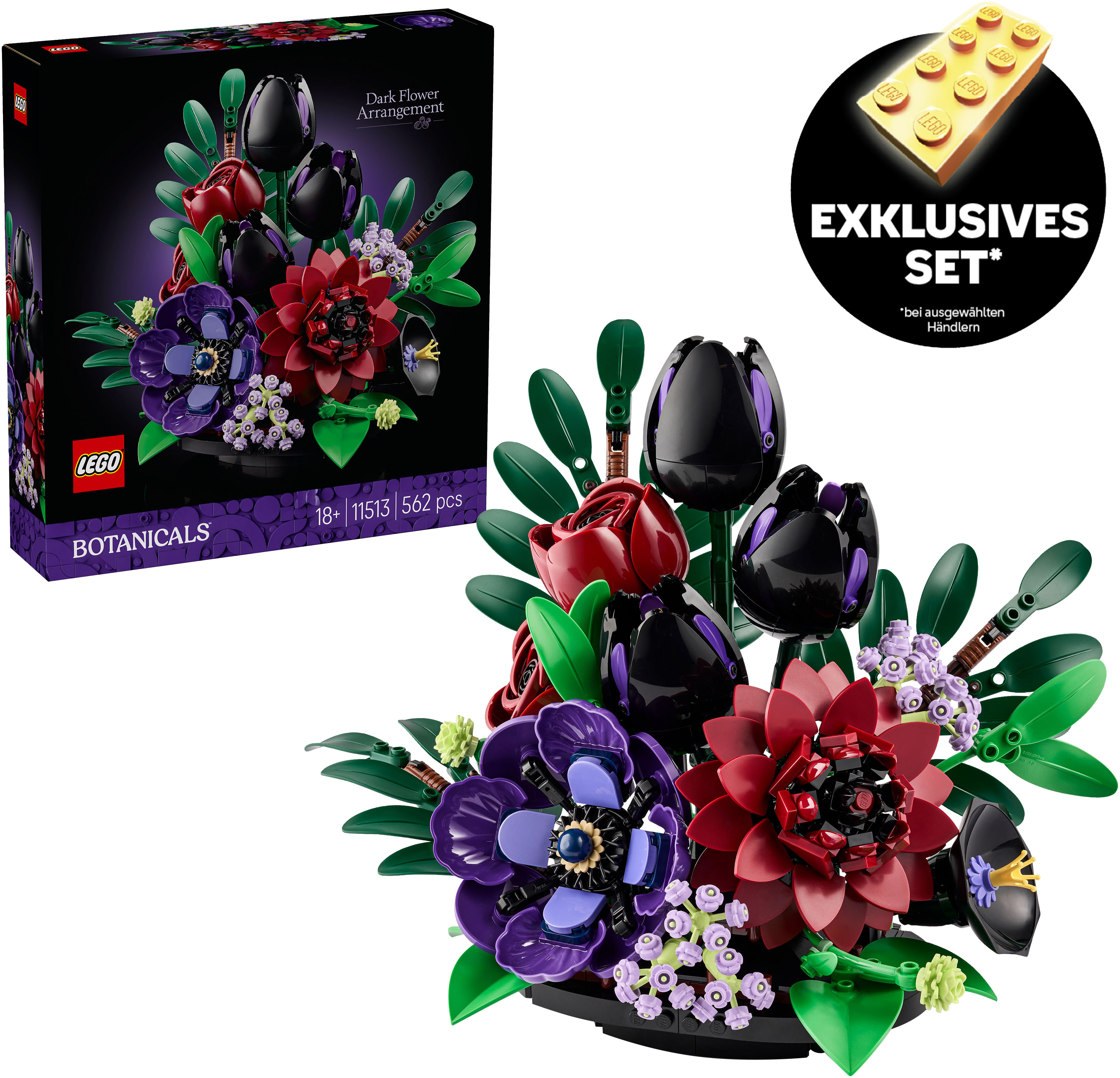 Konstruktionsspielsteine LEGO "Dunkles Blumengesteck (11513), LEGO Botanicals", bunt, Spielbausteine, Kunststoff, Konstruktionsspielsteine, Made in Europe, Topseller