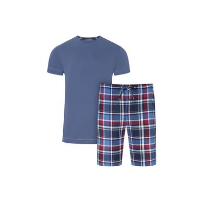 Schlafanzug JOCKEY "Pyjama Everyday 1/2 Knit Short Pyjama", Herren, Gr. XXL, bunt (blau, rot), Obermaterial: 50% Baumwolle CO. 50% Modal CMD., Homewear-Sets Schlafanzug