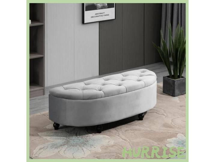 Cocosity Banc De Rangement Coffre De Rangement Design Capitonné Demi-Cercle Bout De Lit Avec Revêtement Velours Pieds En Bois D'
