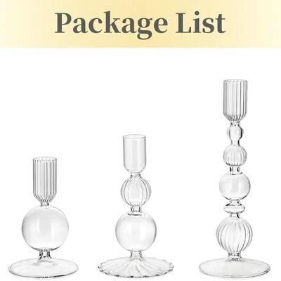 Uplift Essentials Groovy Wavy Glass Candlestick Holders clear