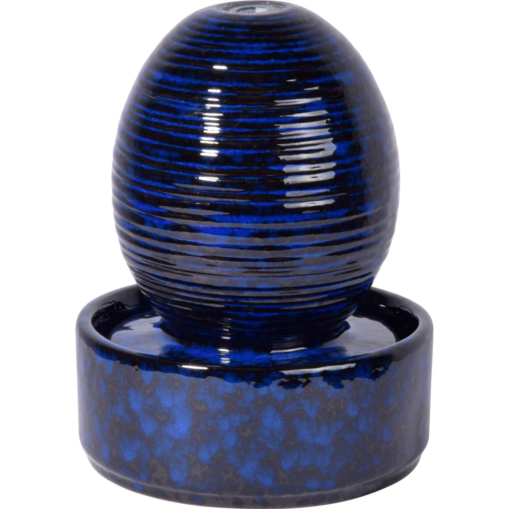 dobar Design Keramik Zimmerbrunnen Kugel, Blau