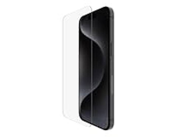 Belkin Protection d'écran antimicrobienne ScreenForce UltraGlass 2, verre pour iPhone 15 Pro Max, antirayure, note 9H, verre fin, support Easy Align inclus pour pose sans bulle d'air