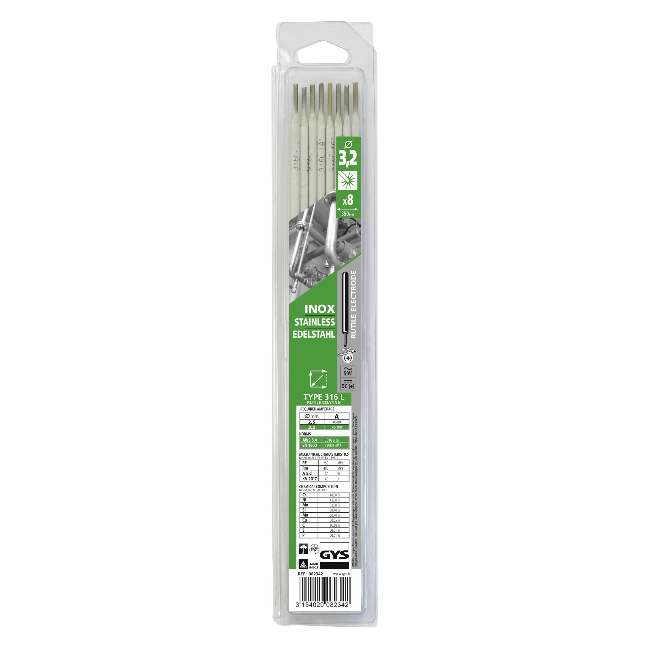 GYS Stabelektroden 8 Stk., Ø 3,2 mm, INOX 316L (082342)